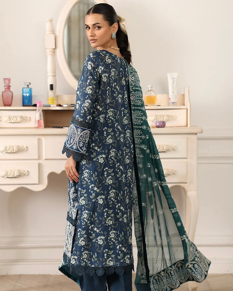 Johra Shamna | Emb Printed Lawn Emb Chiffon Dupatta | Design 999