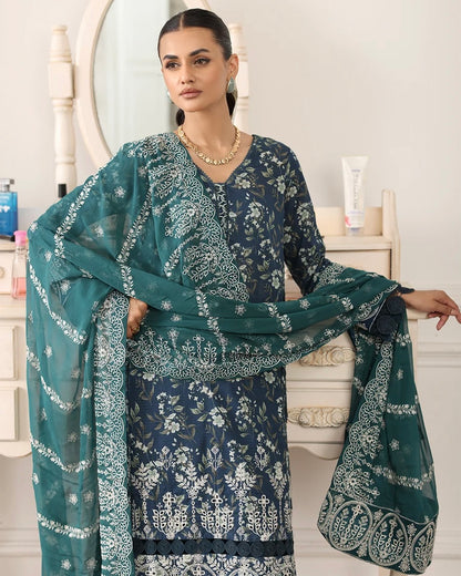 Johra Shamna | Emb Printed Lawn Emb Chiffon Dupatta | Design 999