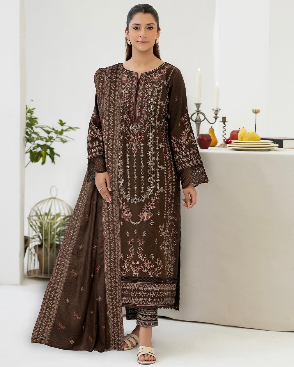 Johra Sunshine | Embroidered Fancy Peach Leather | Design 634