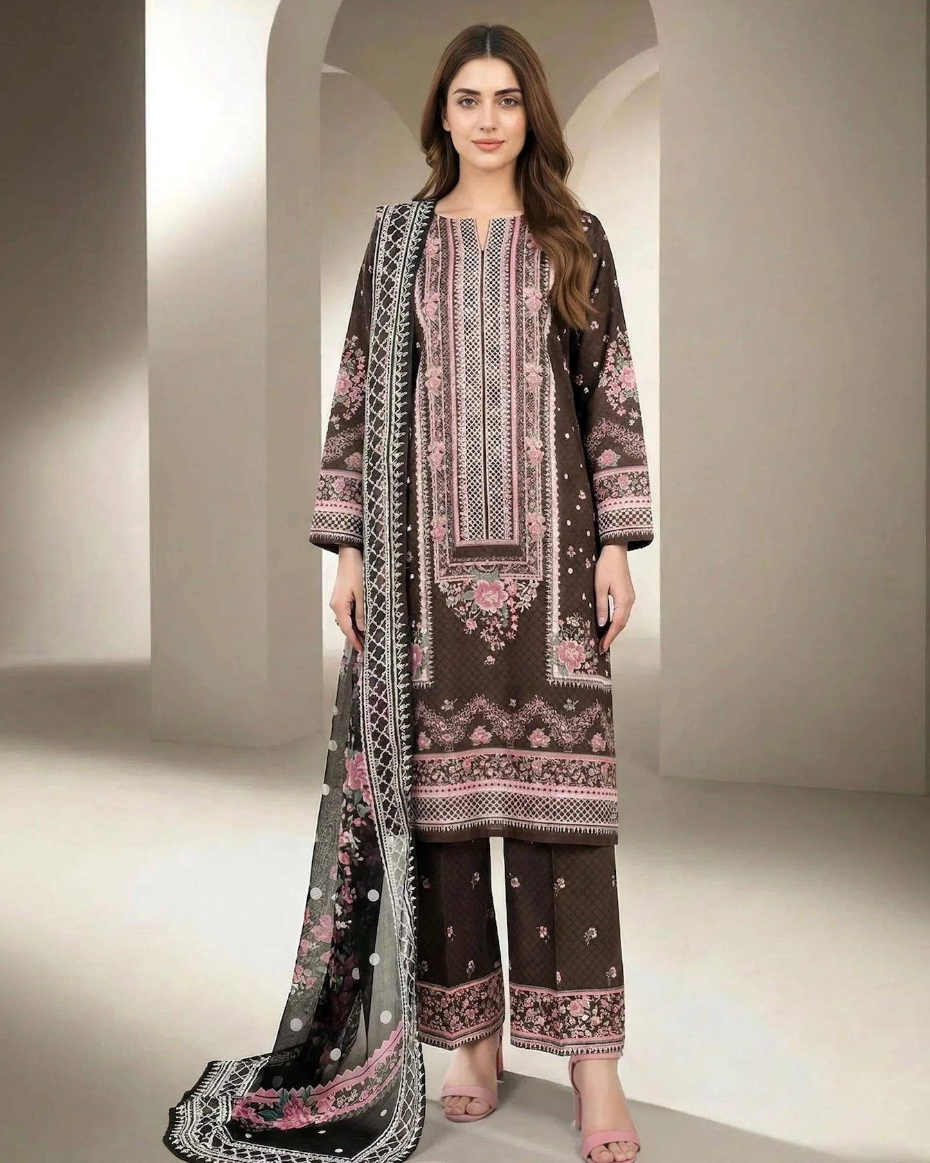 Limelight | Printed Lawn 3pc | U4683 Brown