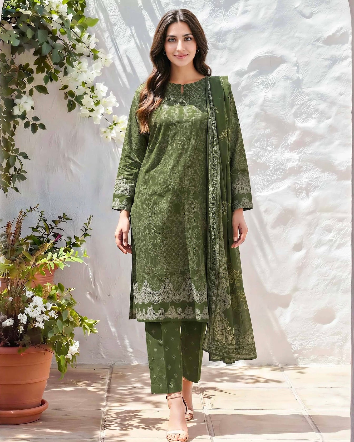 Limelight | Paste Printed Lawn 3pc | U4835 Green