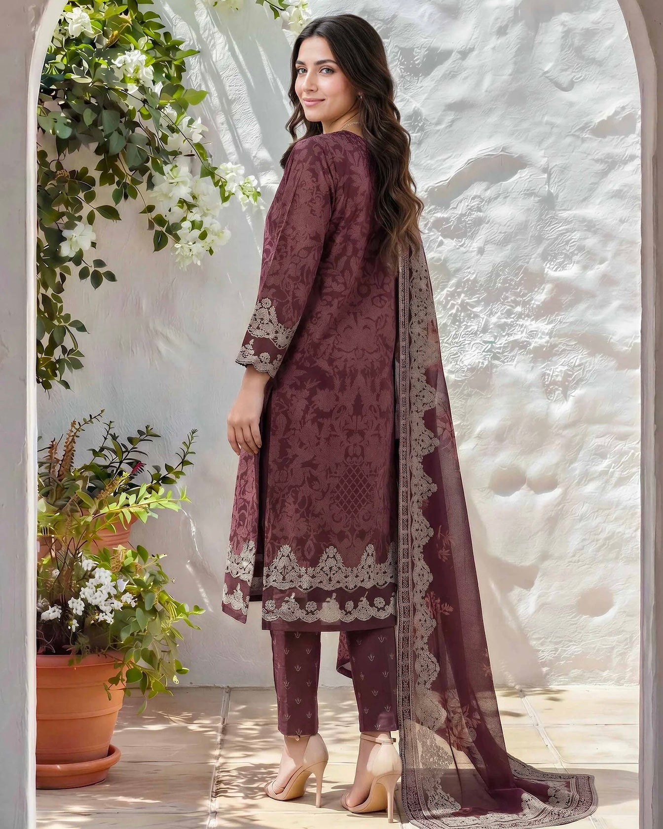 Limelight | Paste Printed Lawn 3pc | U4835 Maroon